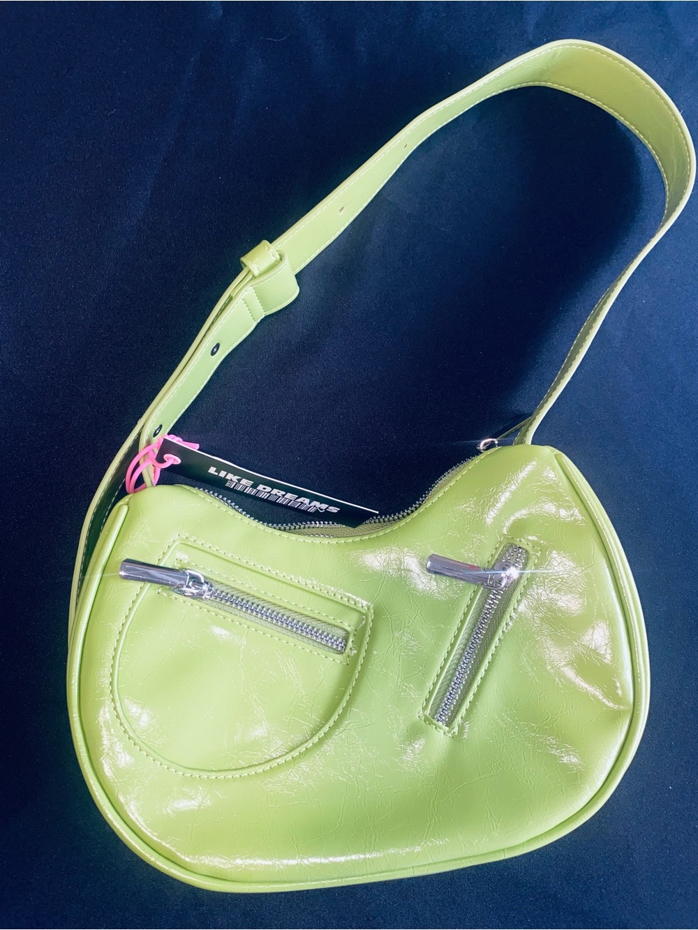 LIKEDREAMS Lime Green Patent Shoulder Bag
